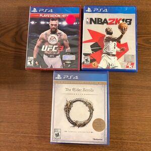 Sony PS4 Video Game Bundle 3 Games New Sealed UFC 3 NBA 2K18 Elder Scrolls